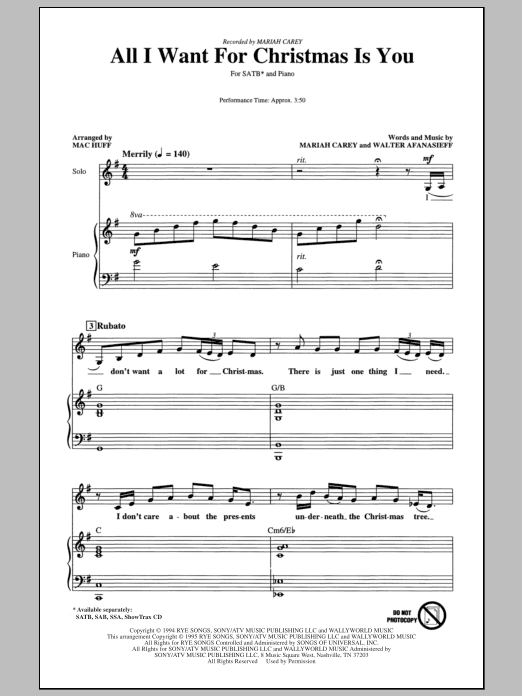 Product gallery: Page 1 of 1 All I Want For Christmas Is You (arr. Mac Huff), Mariah Carey