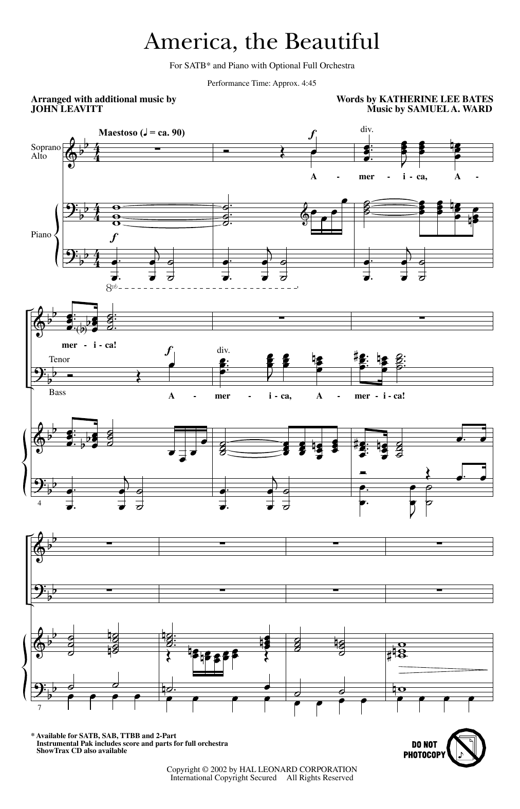 Produktbild zu: America, The Beautiful (arr. John Leavitt)