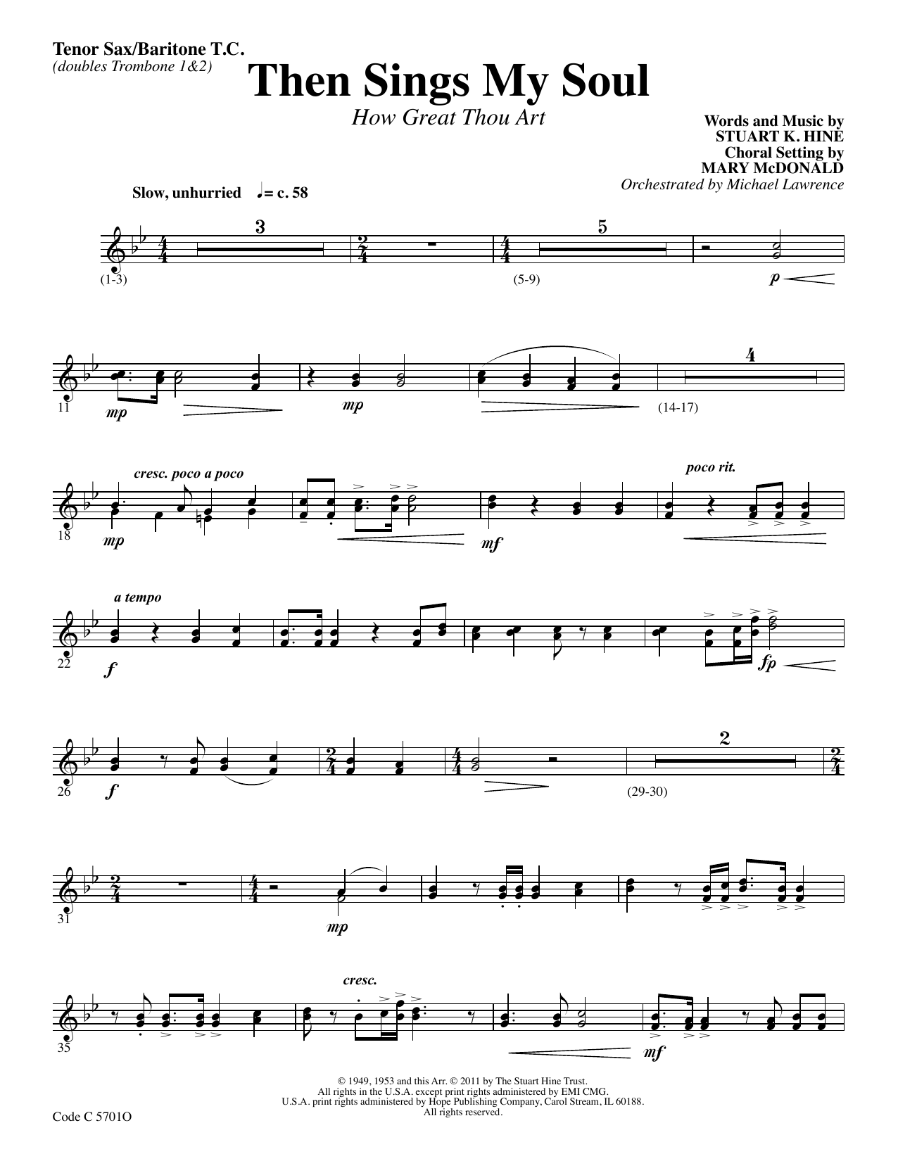 Product picture to: Then Sings My Soul (How Great Thou Art) - Bb Tenor Sax/Baritone TC