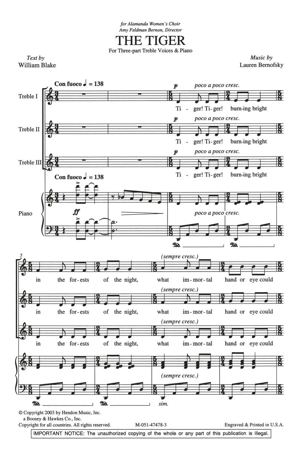Produktgalerie: Seite 1 von 1 The Tiger, Lauren Bernofsky, Chor
