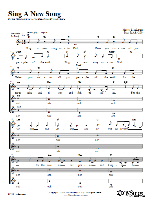 Product gallery: Page 1 of 1 Sing a New Song, Lisa Levine