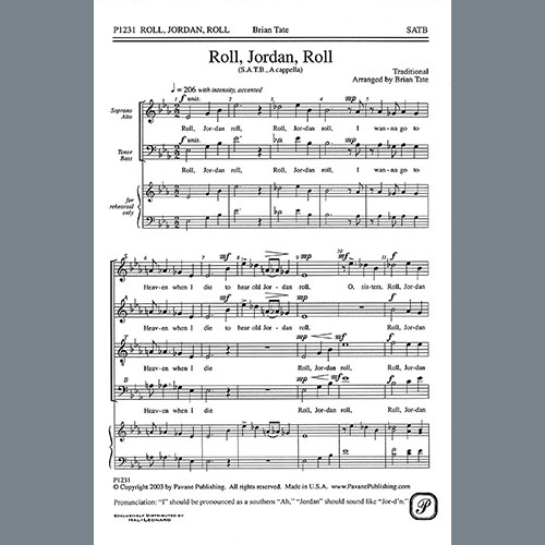 cover: Roll, Jordan, Roll (arr. Brian Tate), Traditional, Chor