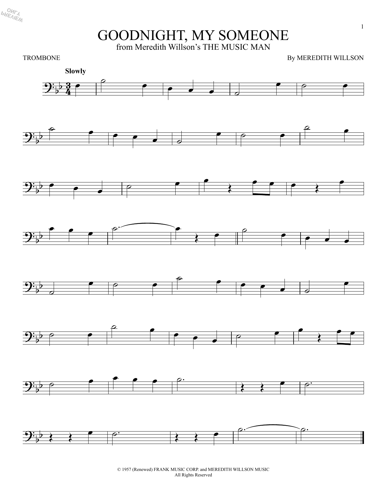 Product gallery: Page 1 of 1 Goodnight, My Someone (from The Music Man), Meredith Willson