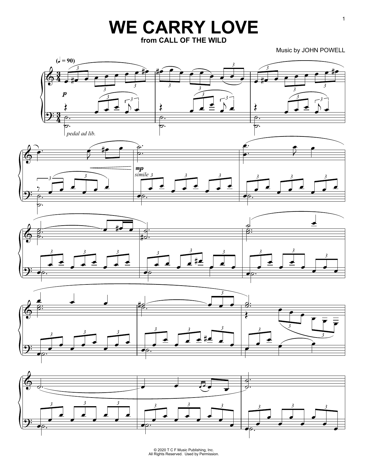 Produktbild zu: We Carry Love (from The Call Of The Wild) (arr. Batu Sener)