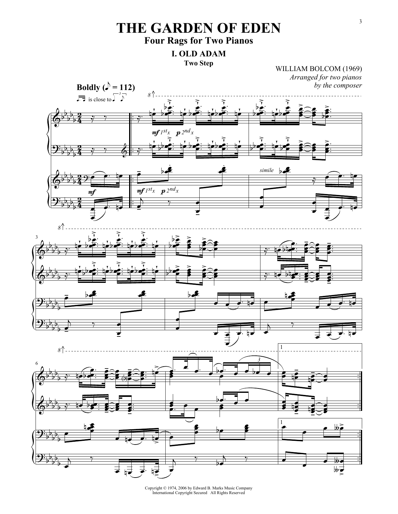 Produktgalerie: Seite 1 von 1 Old Adam (for 2 pianos), William Bolcom, Klavier