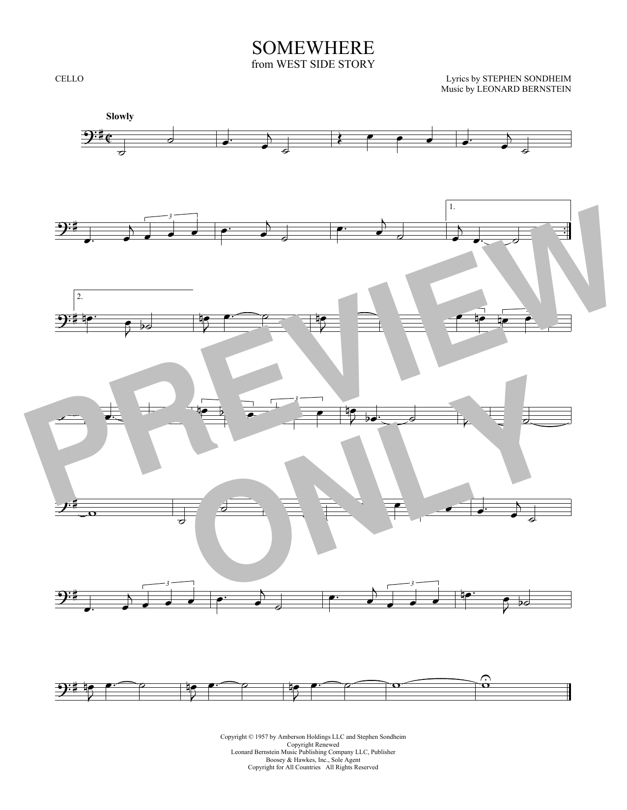 Produktgalerie: Seite 1 von 1 Somewhere (from West Side Story), Leonard Bernstein, Violoncello