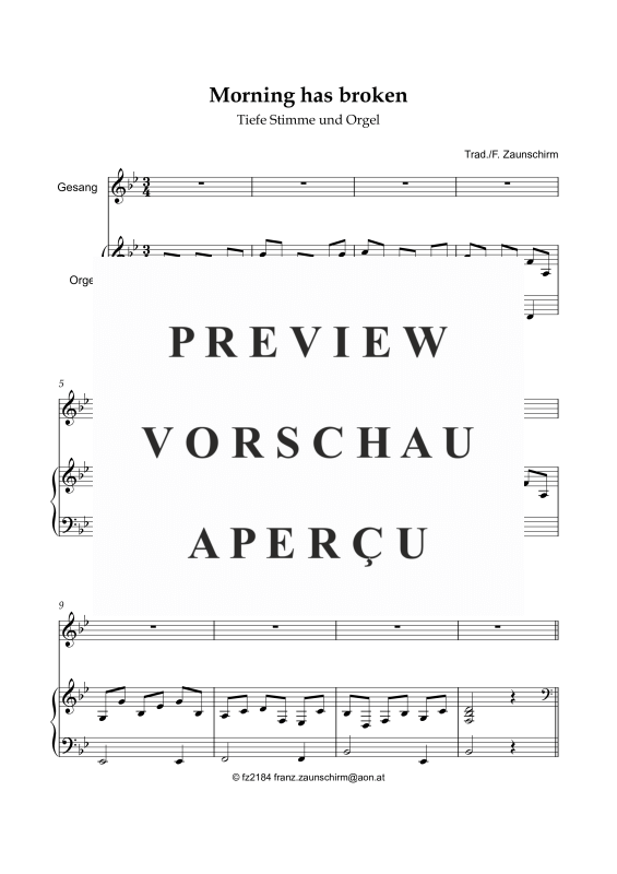 Produktgalerie: Seite 2 von 7 Morning has broken, , Gesang tief und Orgel