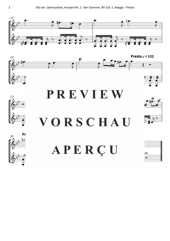 Produktgalerie: Seite 5 von 5 Die vier Jahreszeiten, Konzert Nr. 2 - Der Sommer - 2. Adagio, The Twiolins, (Duett 2x Violine)