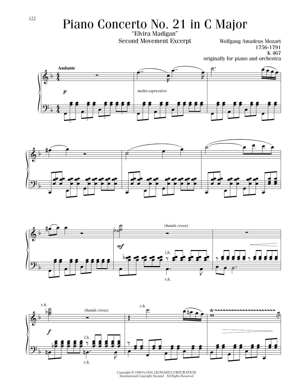 Produktbild zu: Piano Concerto No. 21 In C Major ("Elvira Madigan"), Second Movement Excerpt