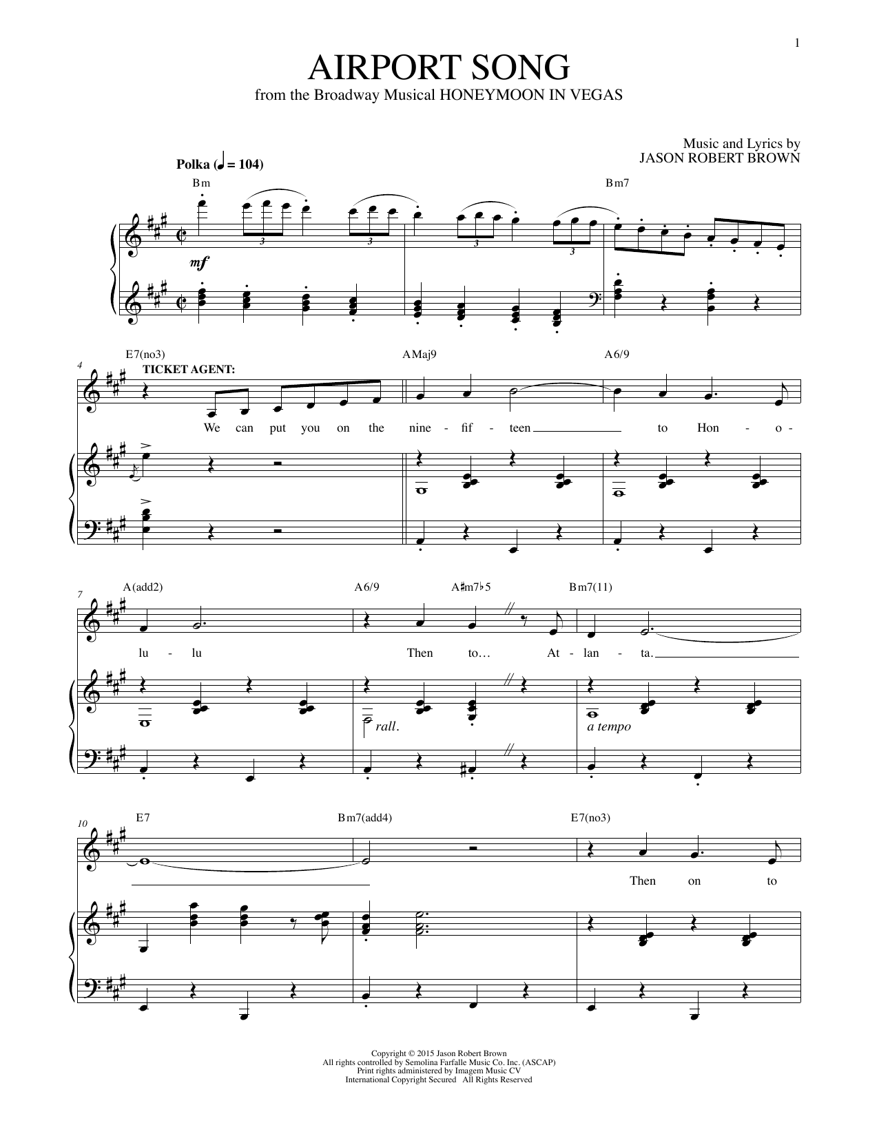 Product picture to: Airport Song (from Honeymoon in Vegas)