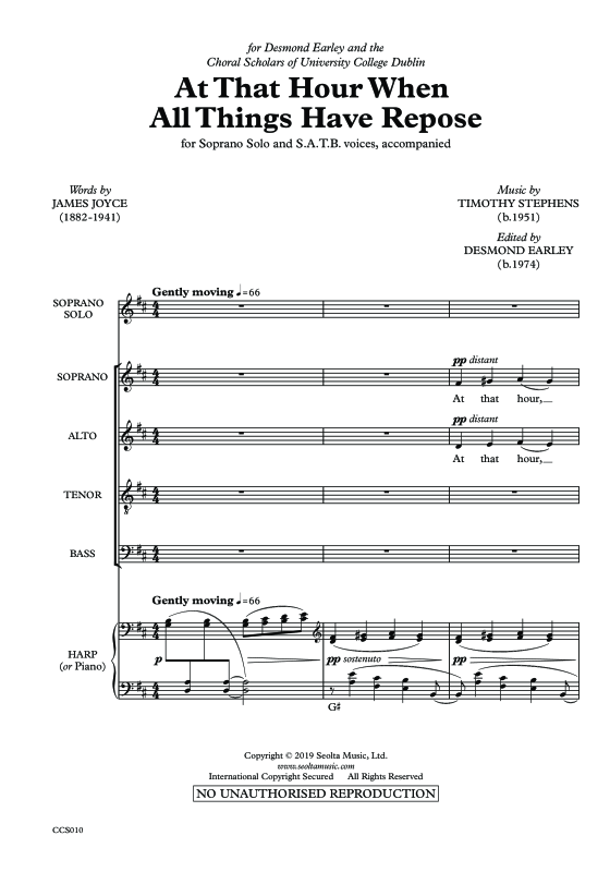 Produktgalerie: Seite 1 von 11 At that hour when all things have repose, , Sopran Solo, Gemischter Chor und Harfe
