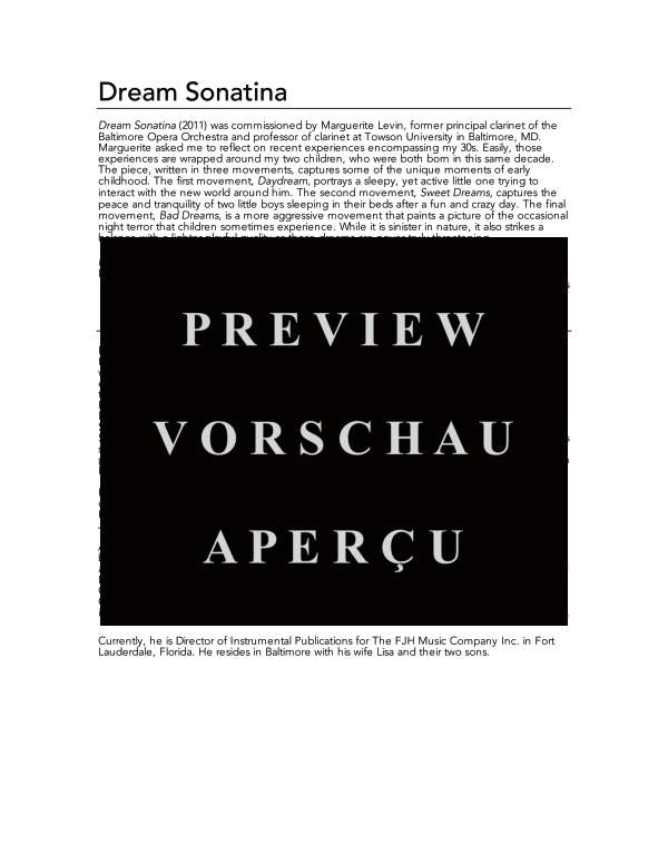 Product gallery: Page 4 of 11 Dream Sonatina, , (clarinet in Bb and piano)