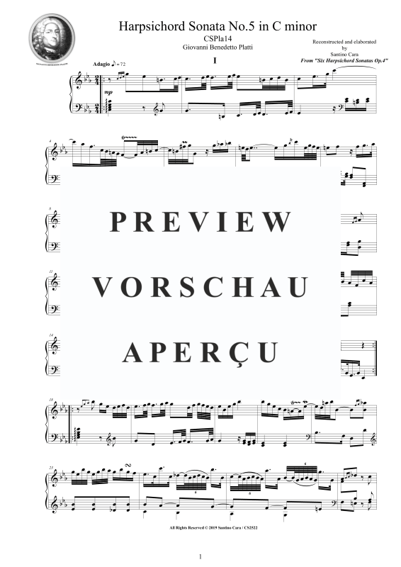 Produktgalerie: Seite 2 von 9 Cembalo Sonate Nr. 5 in C-Moll Op.4, , Cembalo/Klavier Solo