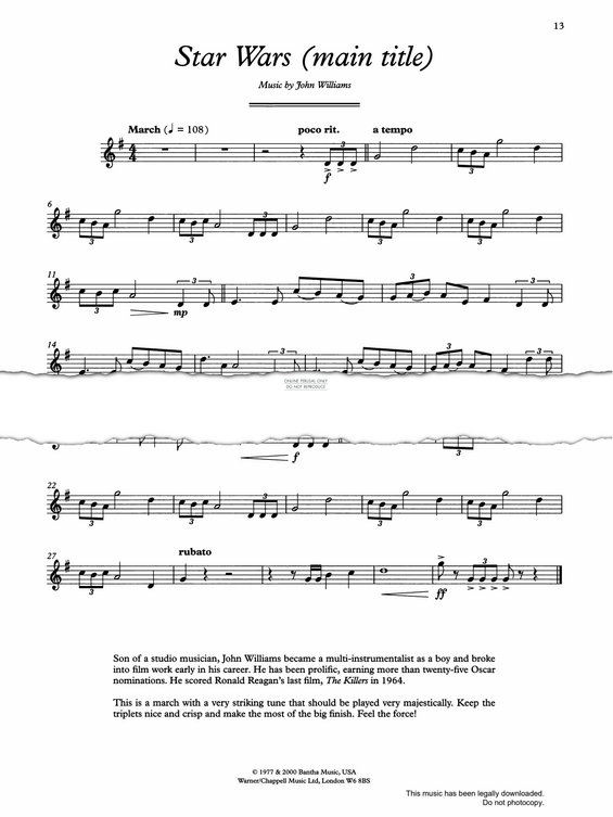 Product gallery: Page 1 of 1 Star Wars (Main Theme), John Williams