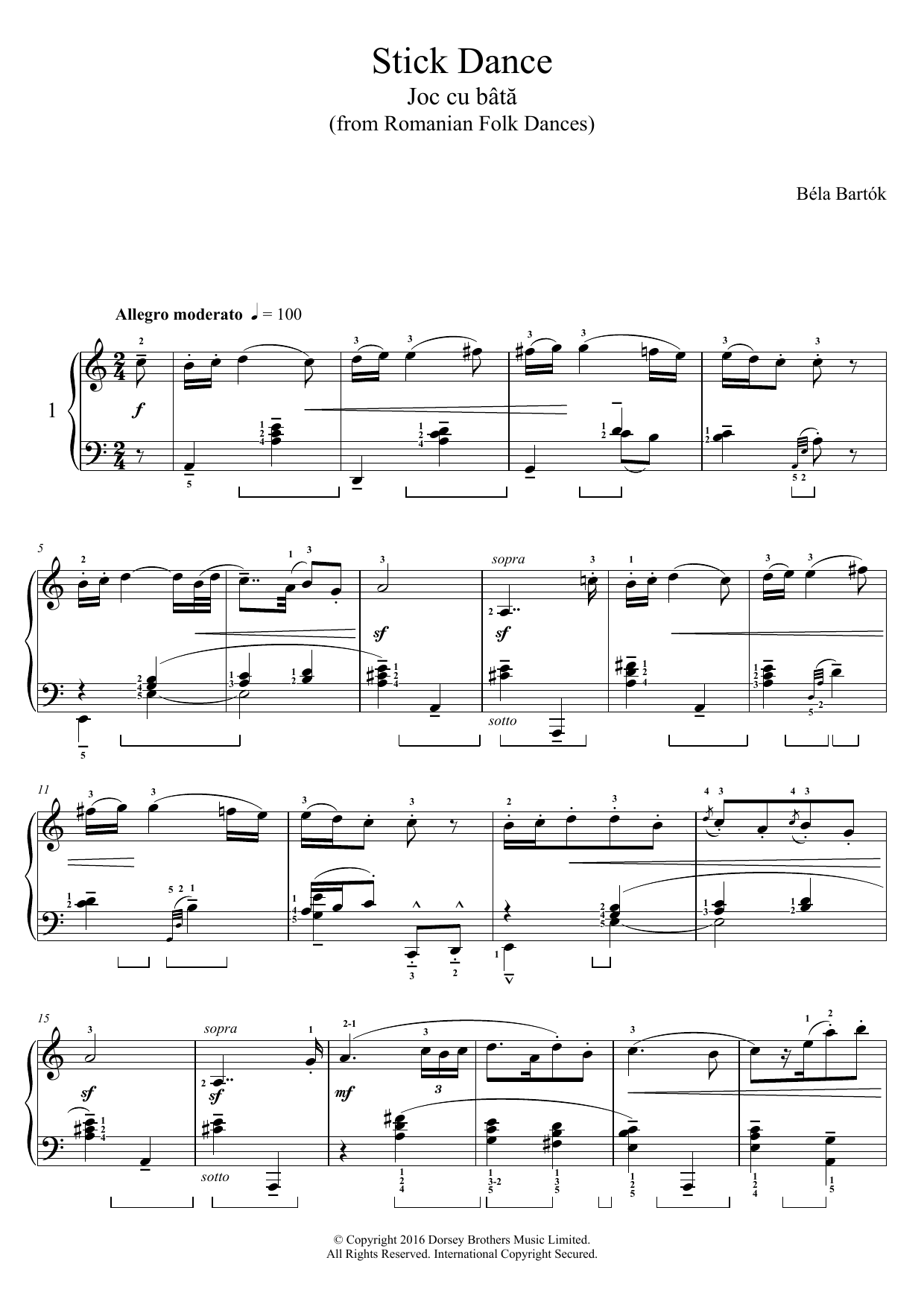 Product gallery: Page 1 of 1 Stick Dance (from Romanian Folk Dances), Béla Bartók