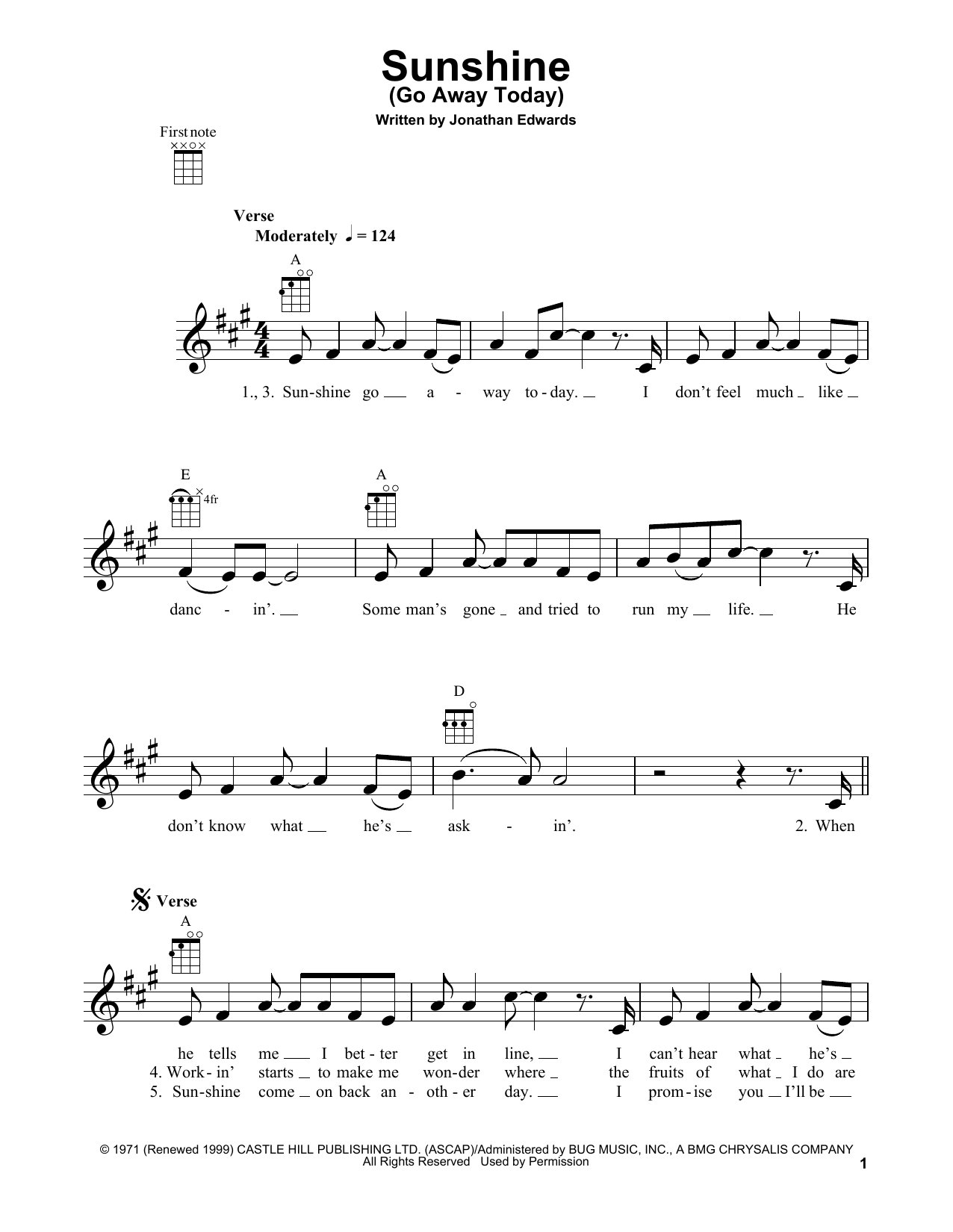 Produktbild zu:  Sunshine (Go Away Today) - Jonathan Edwards