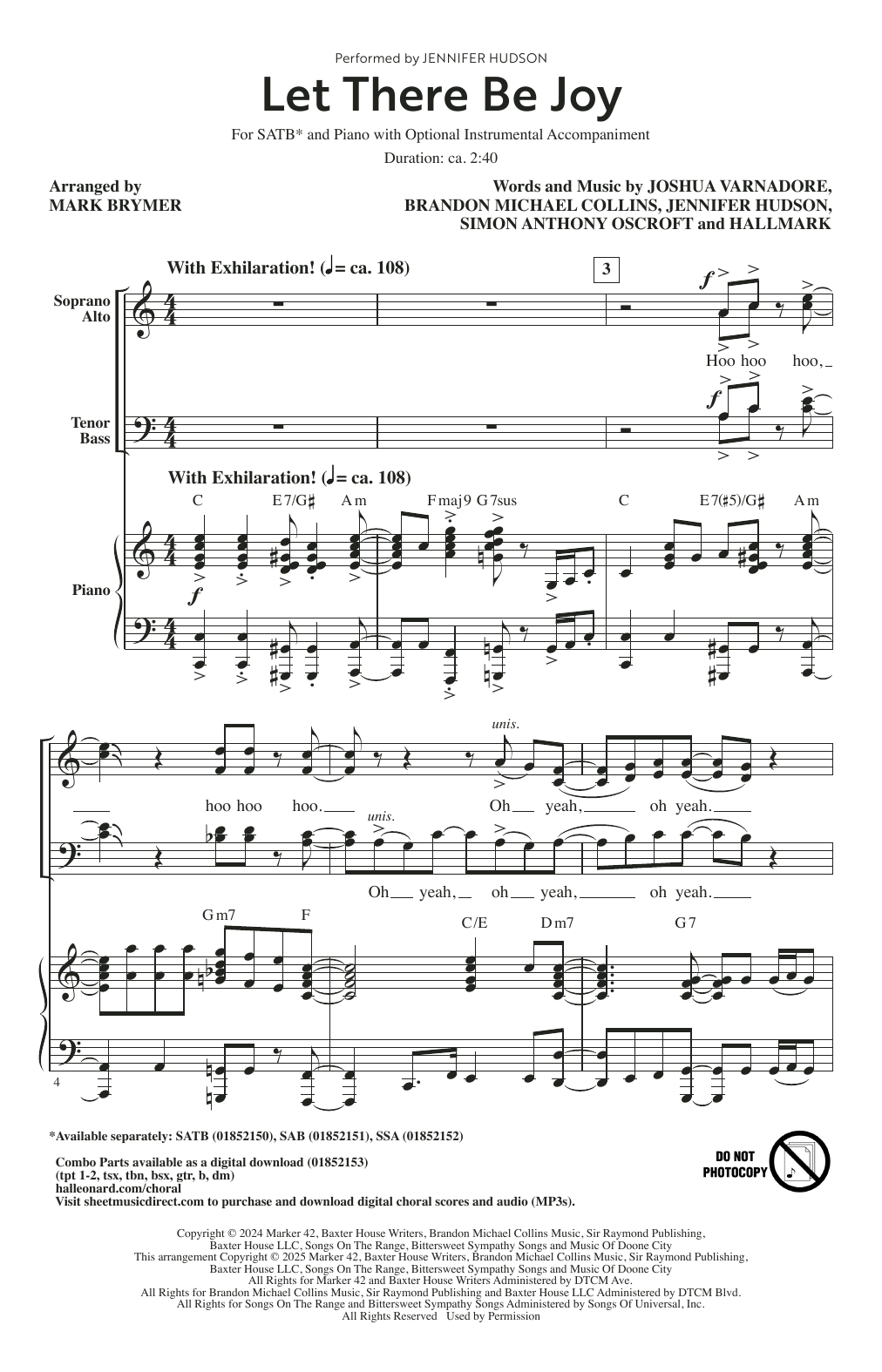Produktgalerie: Seite 1 von 1 Let There Be Joy (arr. Mark Brymer), Jennifer Hudson, Chor