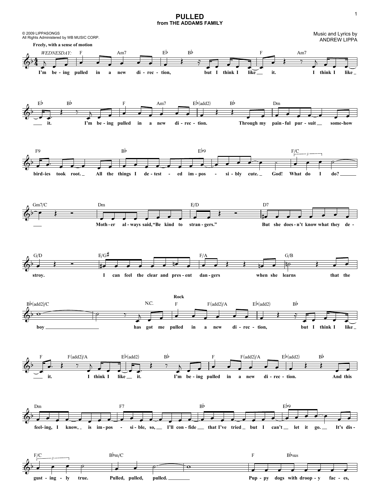 Pulled from The Addams Family Musical Andrew Lippa Sheet Music Pulled from The Addams Family Musical Andrew Lippa Sheet Music