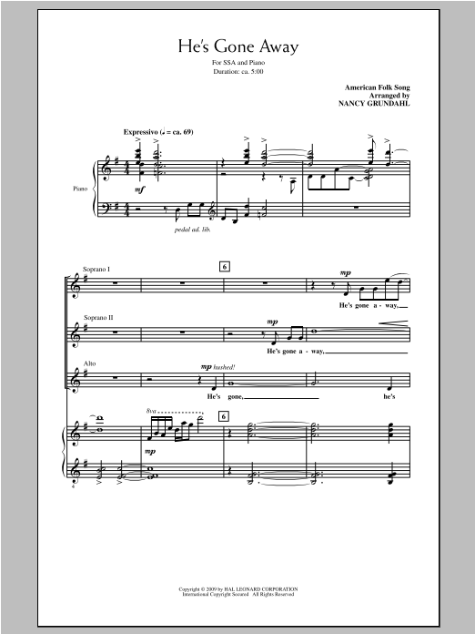 Produktgalerie: Seite 1 von 1 He's Gone Away, Nancy Grundahl, Chor