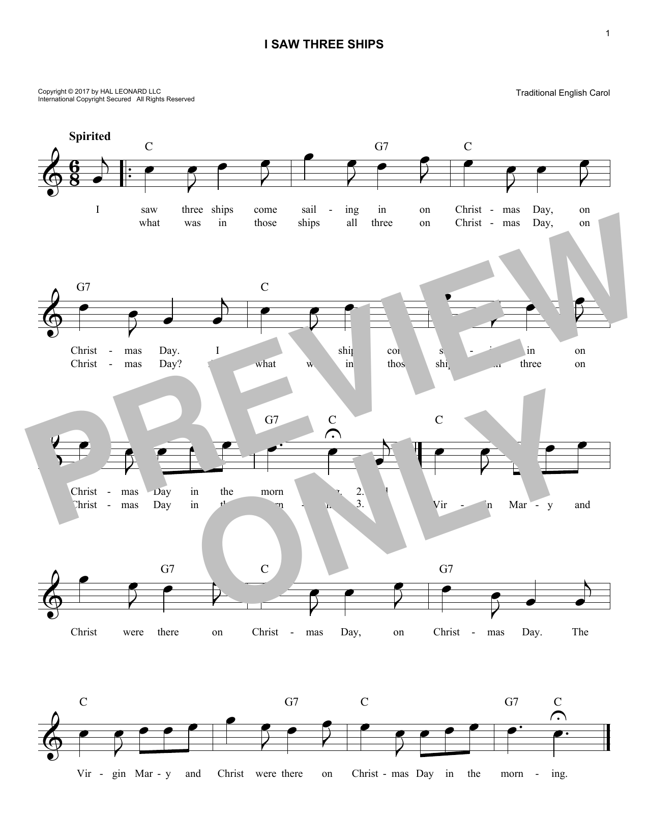 Product gallery: Page 1 of 1 I Saw Three Ships, Traditional English Carol