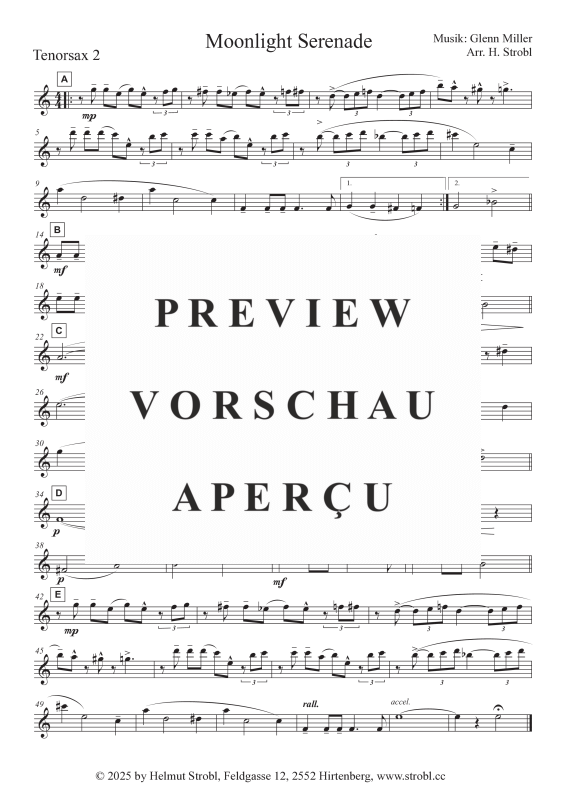 Product gallery: Page 8 of 9 Moonlight Serenade, , Saxophone Quintet