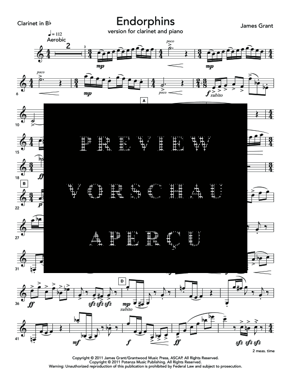 Product gallery: Page 9 of 11 Endorphins, , (clarinet in Bb and piano)