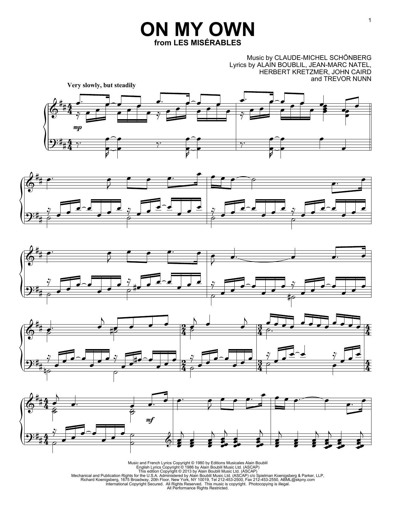 Product gallery: Page 1 of 1 On My Own (from Les Miserables), Alain Boublil