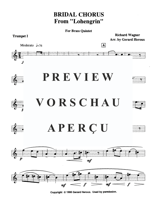 Produktgalerie: Seite 6 von 11 Brautchor aus Lohengrin, , Blechbläser Quintett