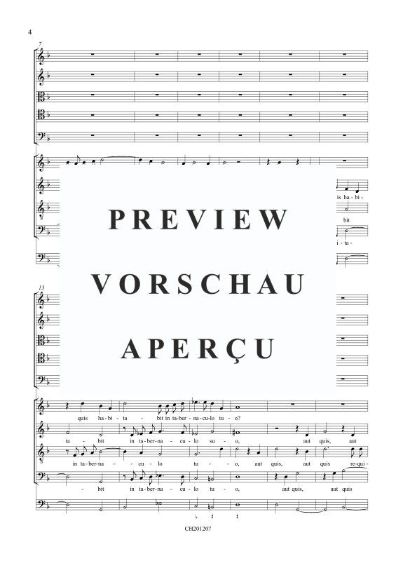Produktgalerie: Seite 5 von 11 Domine quis habitabit (Psalm 15), , Gemischtes Ensemble SATB, 5 Instrumente und BC