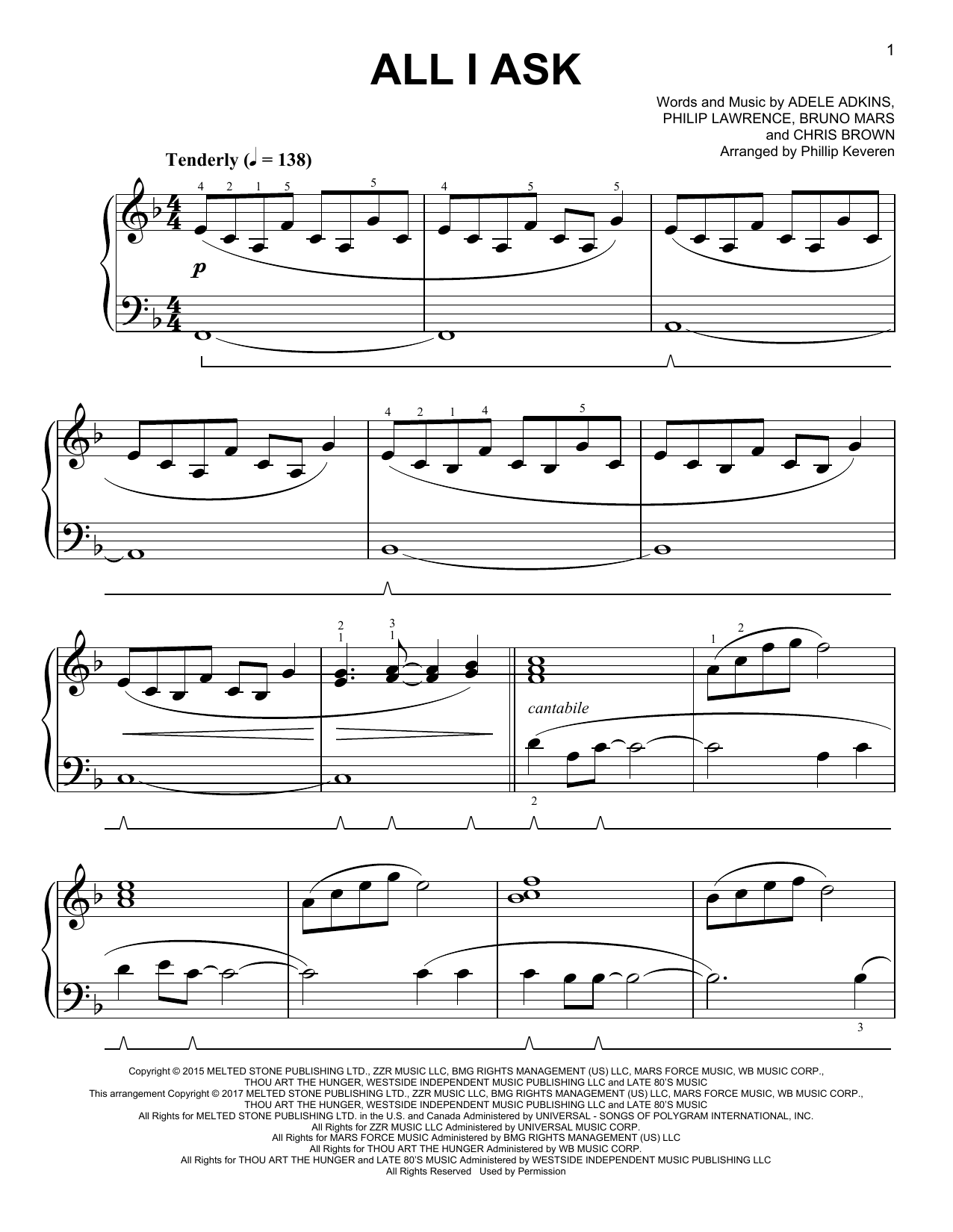 Product picture to: All I Ask [Classical version] (arr. Phillip Keveren)