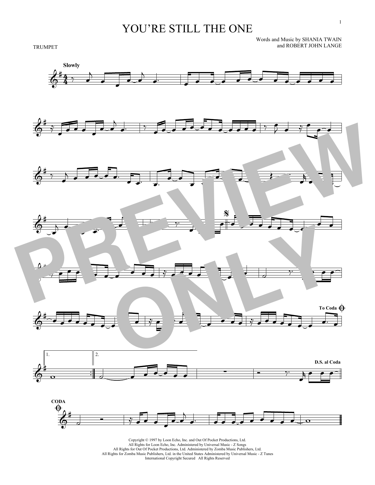 Produktgalerie: Seite 1 von 1 You're Still The One, Shania Twain, Trompete