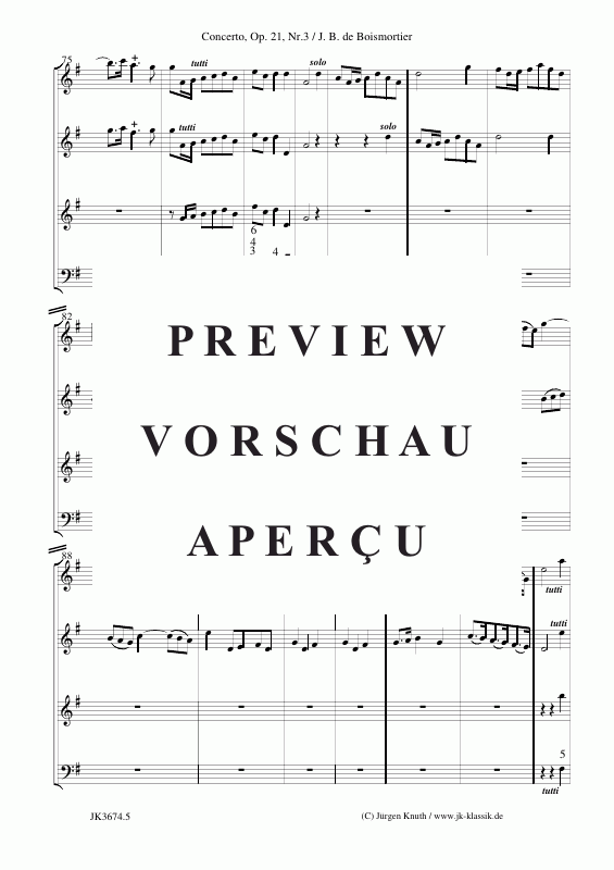 Product gallery: Page 6 of 11 Concerto für Altblockflöte + Violine (Op.21 No.3) , ,  (Mixed ensemble for winds, strings + BC)