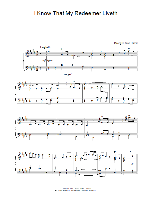 Product gallery: Page 1 of 1 I Know That My Redeemer Liveth, George Frideric Handel
