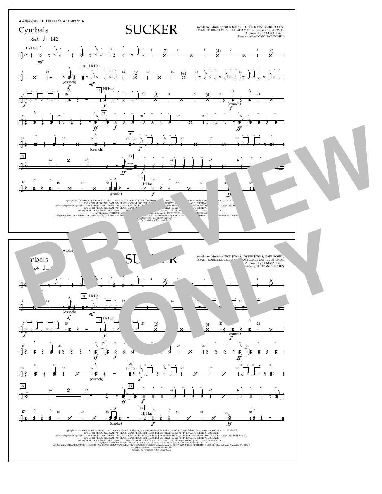 Product picture to: Sucker (arr. Tom Wallace) - Cymbals