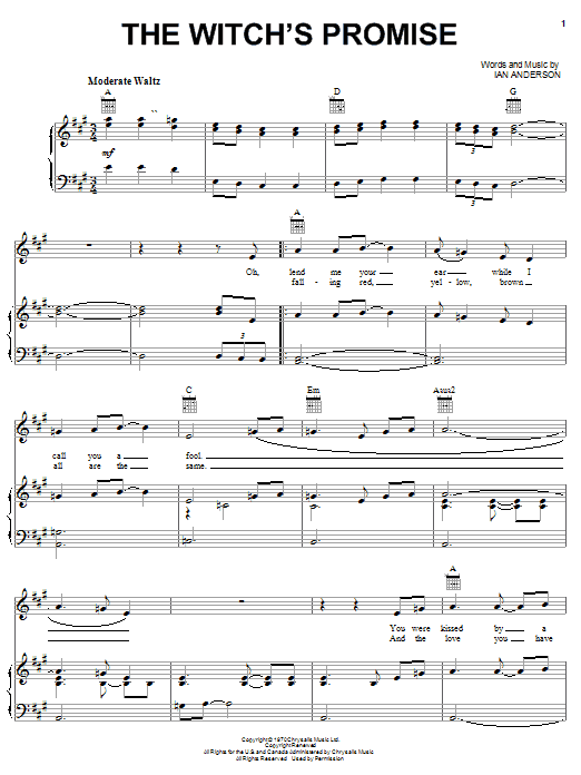Produktgalerie: Seite 1 von 1 The Witch's Promise, Jethro Tull, Gesang, Gitarre, Klavier