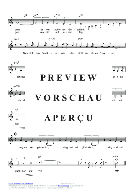 Produktgalerie: Seite 4 von 11 Tristeza (Sing und sei glücklich mit mir) , Wiesner, Ulla,  (Melodie-Stimmen in C/B/Es)