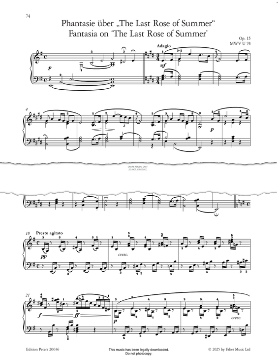 Produktgalerie: Seite 1 von 1 Fantasia on ‘The Last Rose of Summer’, Op. 15, Felix Mendelssohn, Klavier