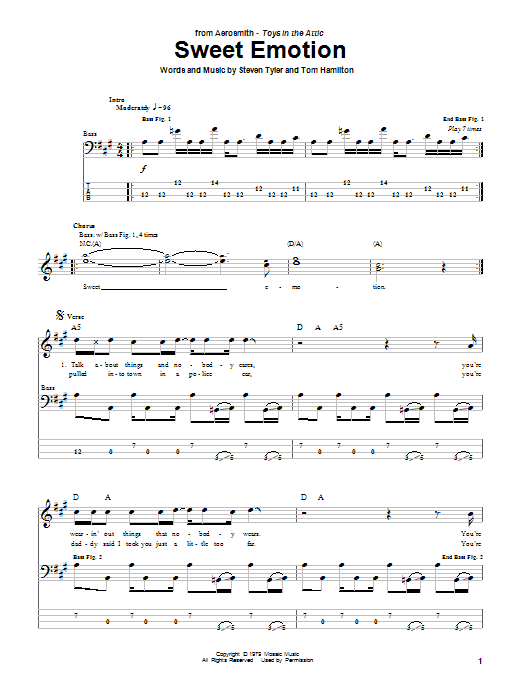 Produktgalerie: Seite 1 von 1 Sweet Emotion, Aerosmith, E-Bass
