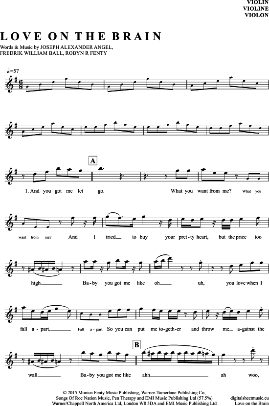 Product gallery: Page 1 of 4 Love On The Brain   , Rihanna, (violin)