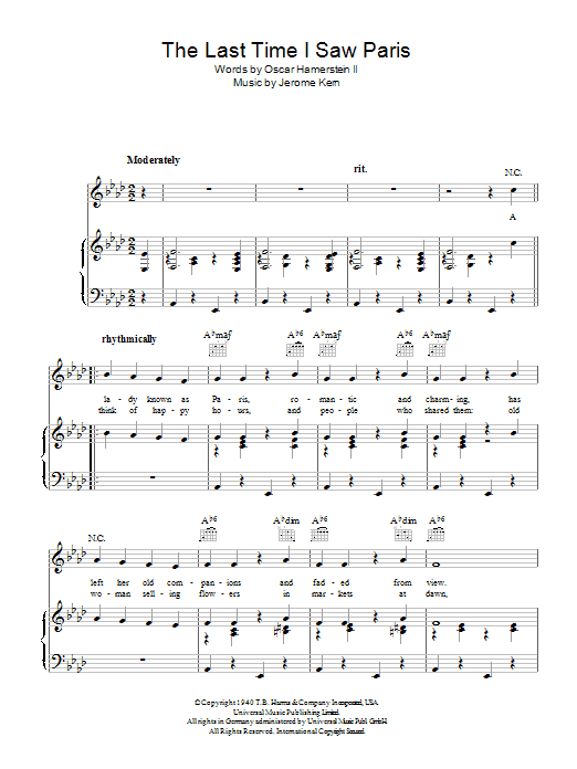 Product gallery: Page 1 of 1 The Last Time I Saw Paris, Jerome Kern
