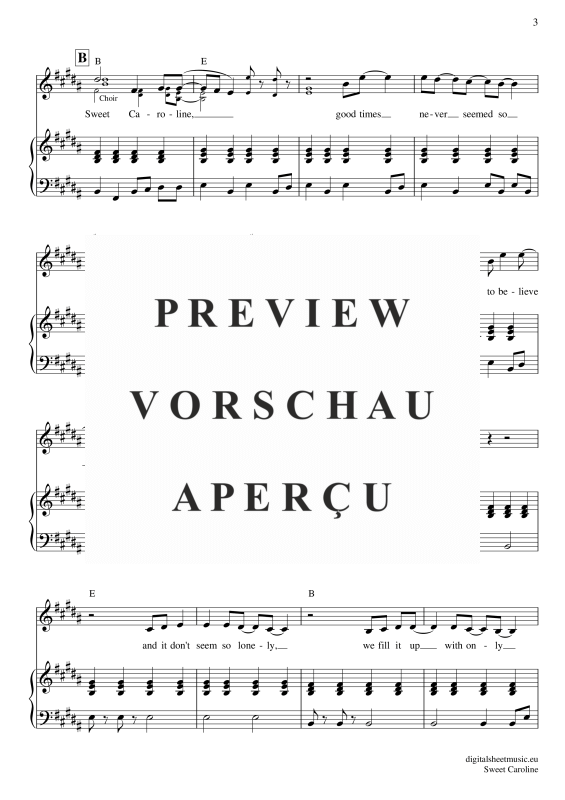 Product gallery: Page 10 of 11 Sweet Caroline , Diamond, Neil, Voice with Piano Accompaniment