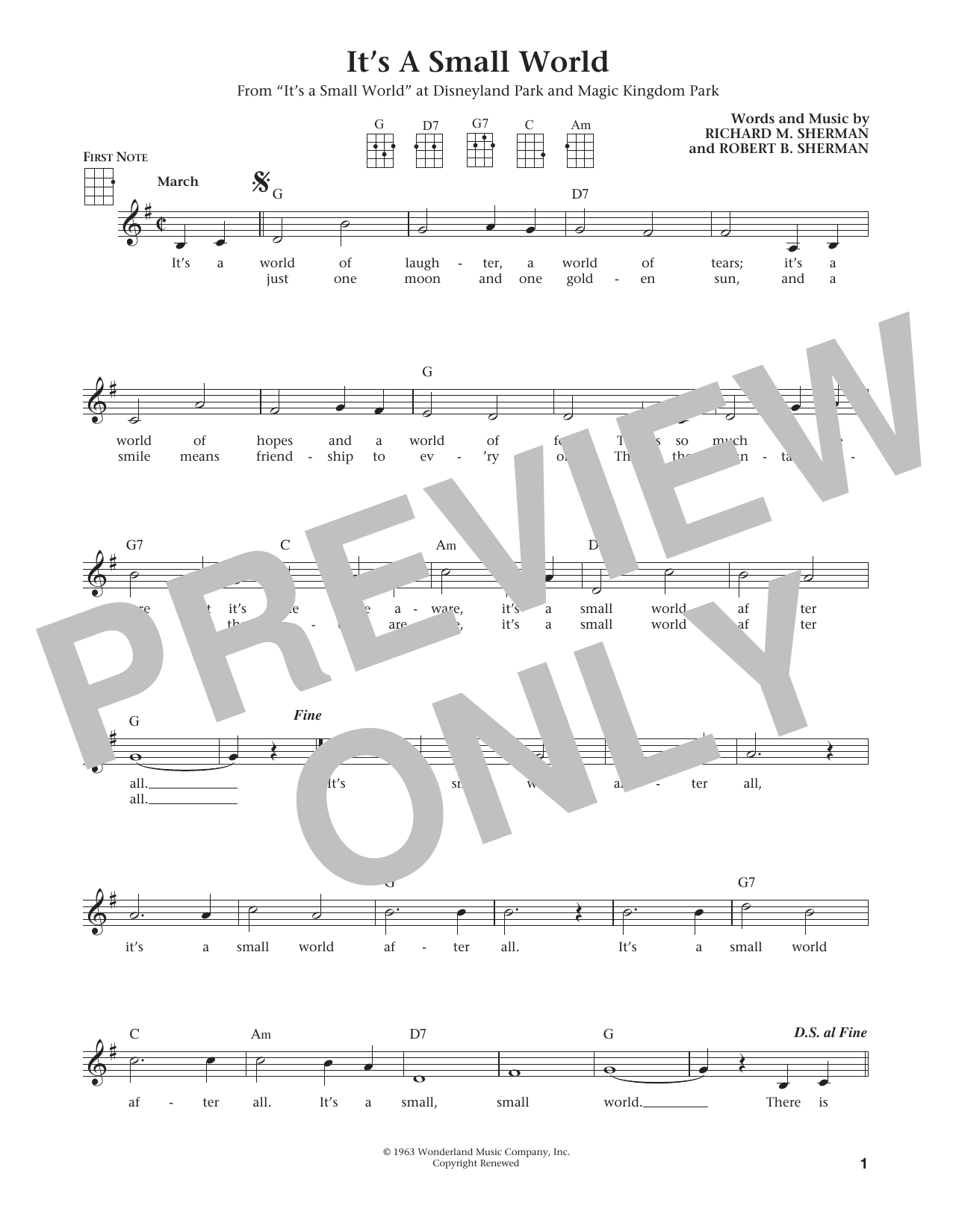 Product gallery: Page 1 of 1 It's A Small World (from The Daily Ukulele) (arr. Liz and Jim Beloff), Sherman Brothers