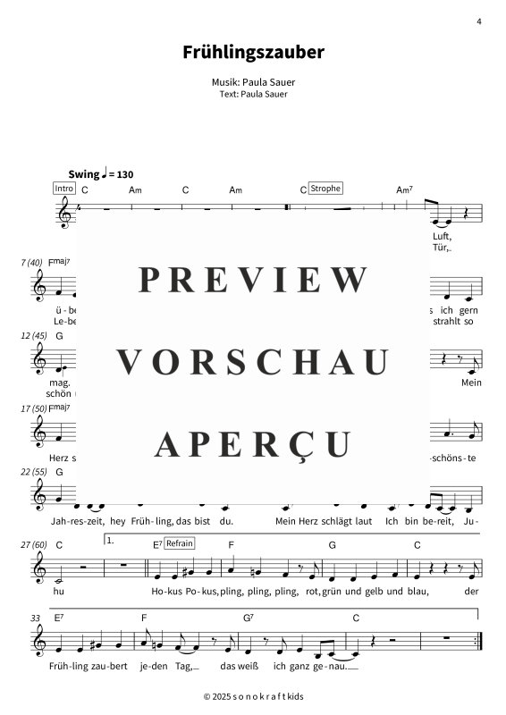 gallery: Jahreszeitenklänge - Liederreise durch Frühling, Sommer, Herbst und Winter, Sauer, Paula, (Gesang & Akkorde Leadsheet)