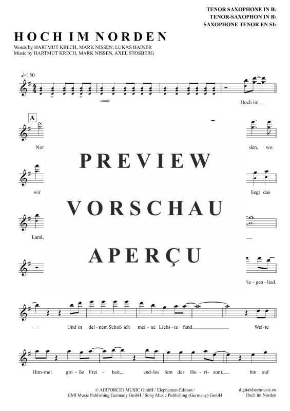 Product gallery: Page 2 of 4 Hoch Im Norden, Santiano, Tenor Saxophone