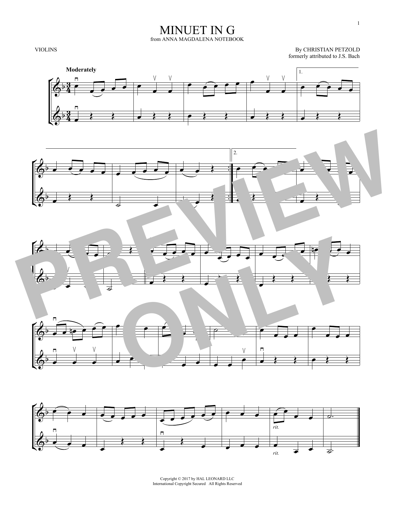 Product gallery: Page 1 of 1 Minuet In G Major, BWV Anh. 114, Christian Petzold