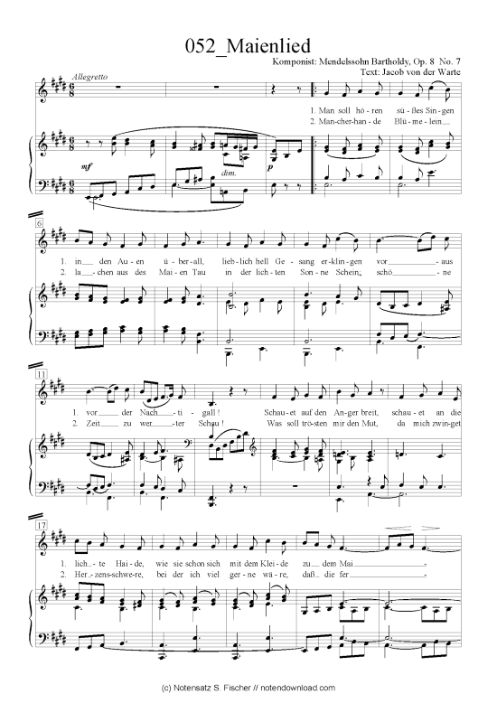 Product picture to: Maienlied Felix Mendelssohn Bartholdy (1809-1947)