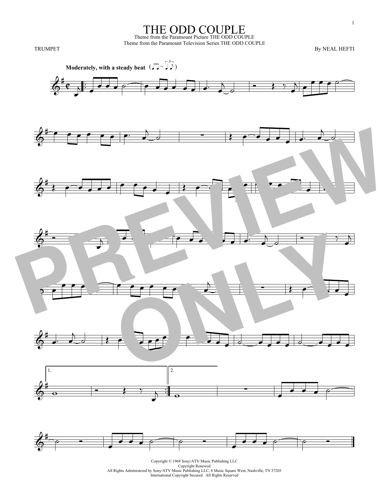 Produktgalerie: Seite 1 von 1 The Odd Couple, Neal Hefti, Trompete