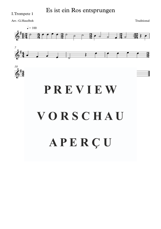 Produktgalerie: Seite 3 von 8 Es ist ein Ros entsprungen, , (Blechbläserquartett)