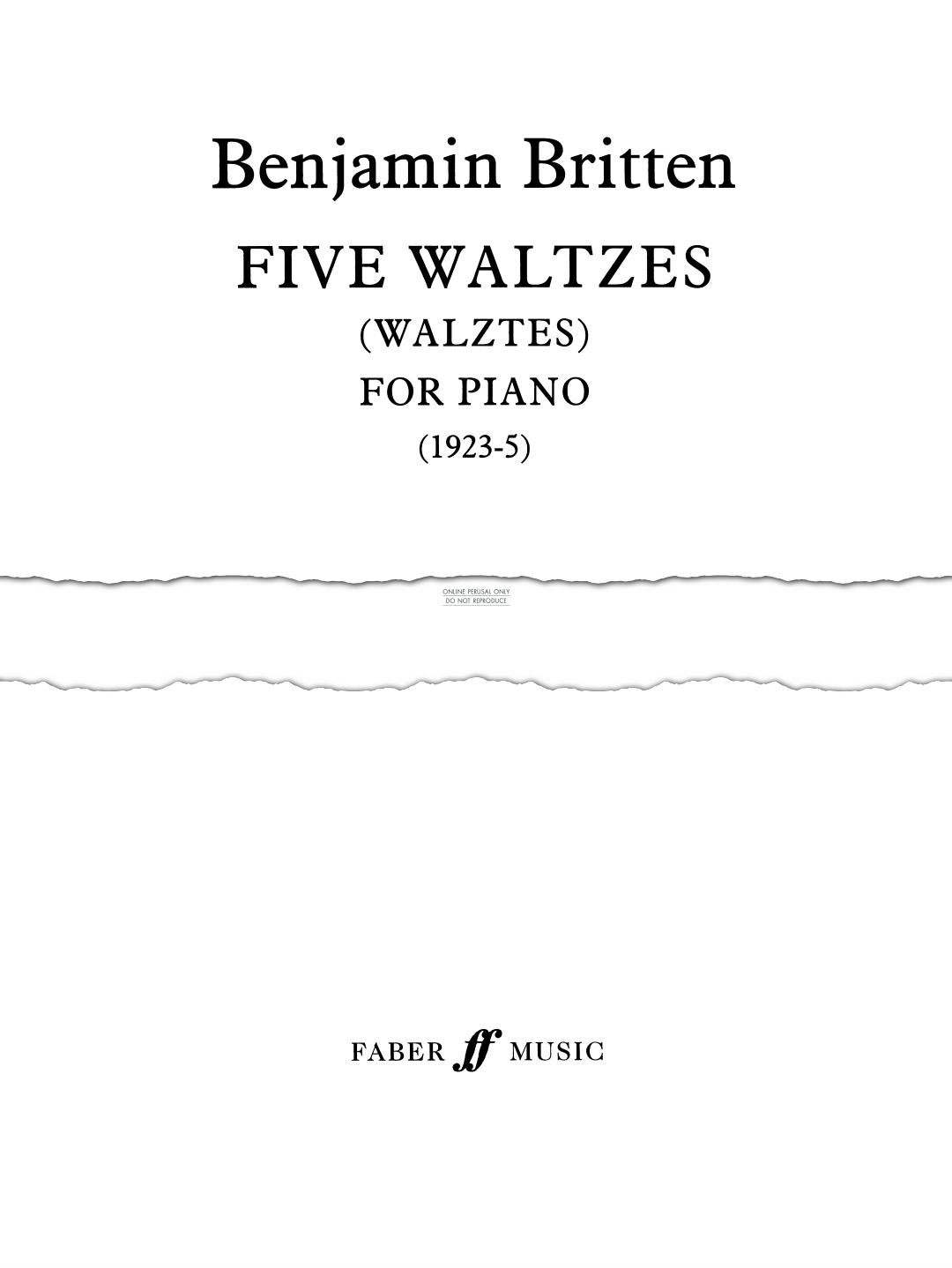 Produktgalerie: Seite 1 von 1 Five Waltzes, Benjamin Britten, Klavier