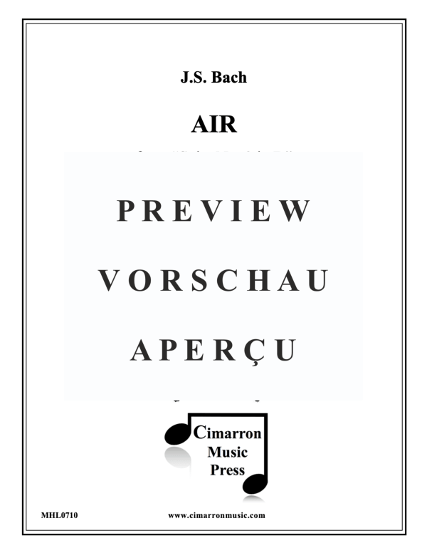 Product gallery: Page 2 of 9 Air from "Suite No. 3", , Woodwind Quartet Horn Solo, Oboe, Clarinet and Bassoon
